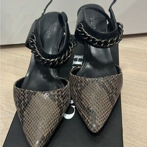 Coach Women's Black and Brown Snakeskin Heels